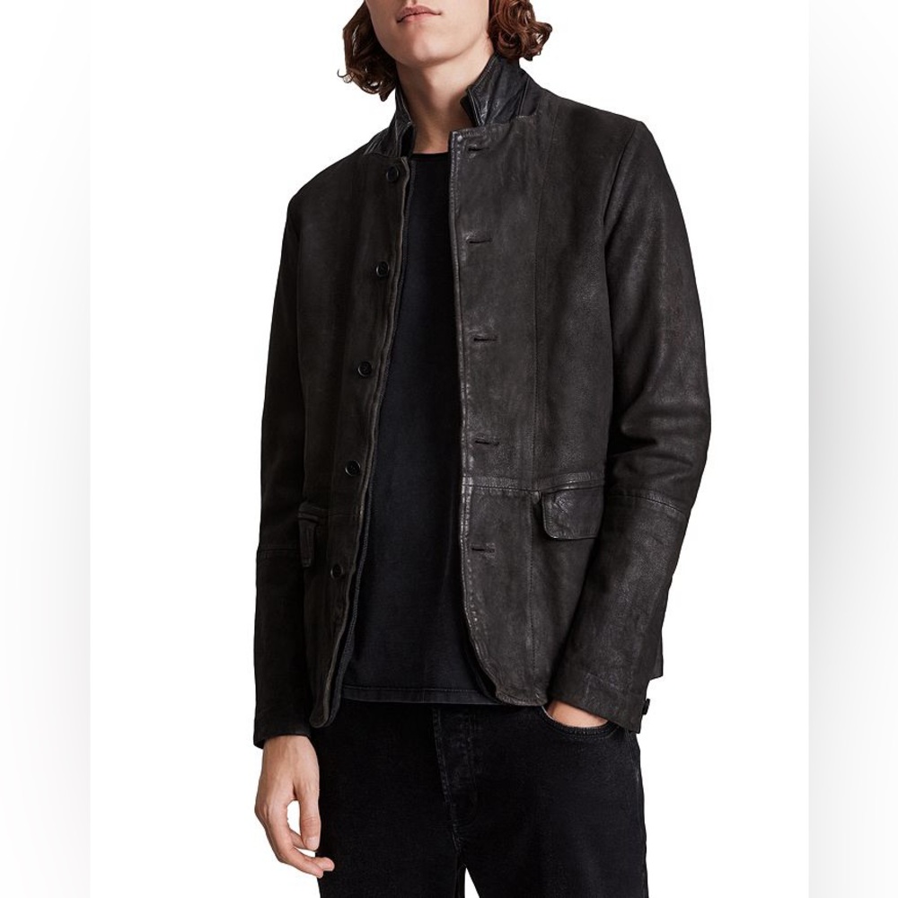 Allsaints Black Survey Leather Blazer